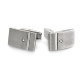 Stainless Steel Satined Cufflinks w/Polished Stripe & .01 pt CTTW Diamond